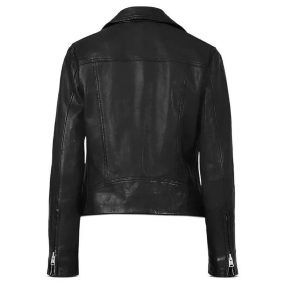 NEW AllSaints Dalby Leather Biker Jacket in Black - Size US 2 #979 - Picture 4 of 14
